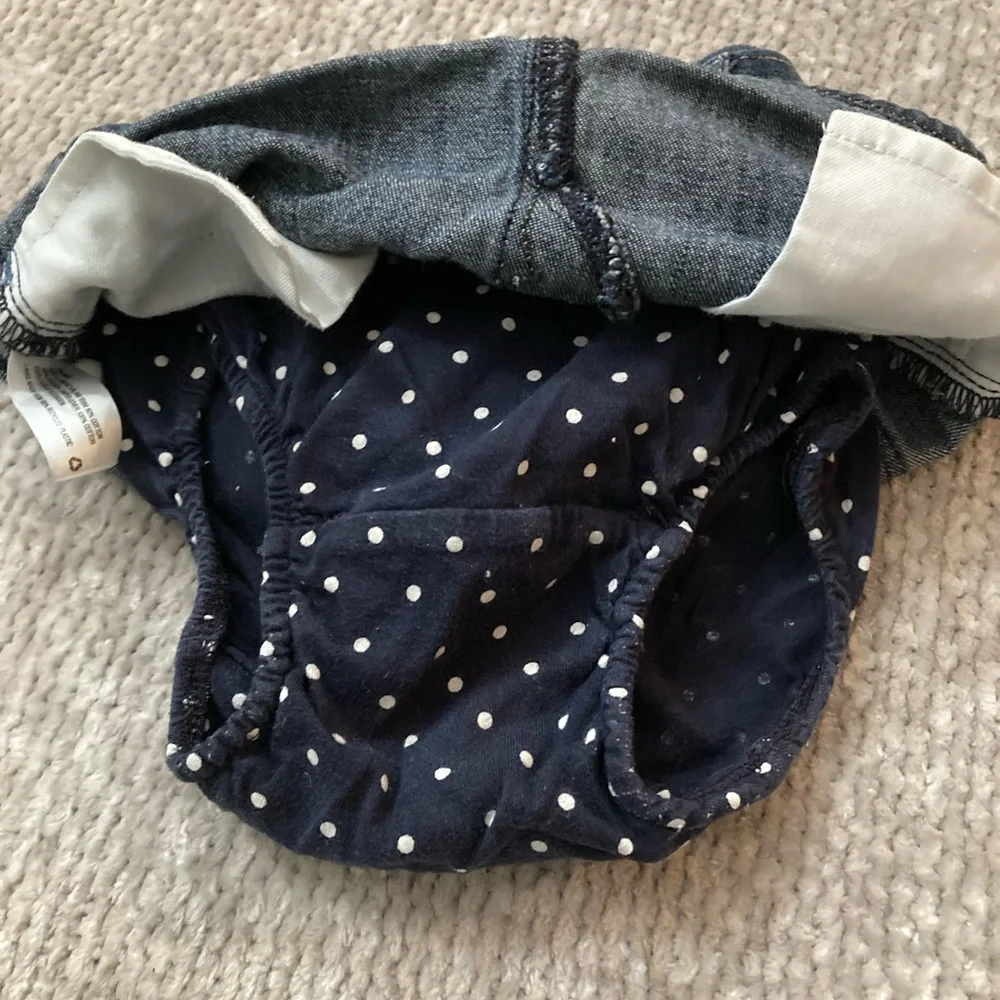 GAP Baby Denim‎ Skirt With Attached Polka Dot Bloomers 6–12 Months
